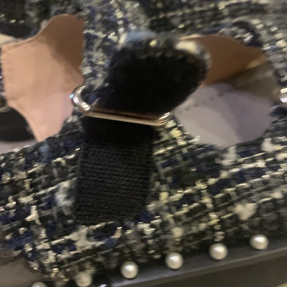 NWOT Stuart Weitzman Zoe Lift Embellished Tweed Sandals Size 7 (37.5) - Picture 8 of 13